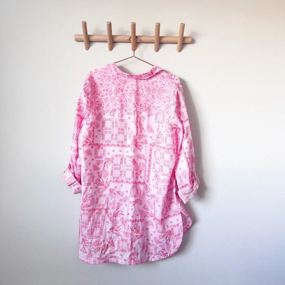 Sigrid Olsen Coral Seashell Linen Coverup - Picture 8 of 11